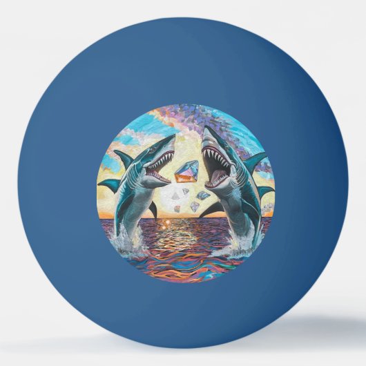 Glamour Chomp-Shark Breaching for Shiny Gems- Tischtennisball (Vorderseite)