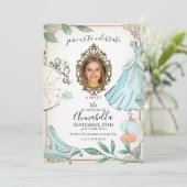 Glamour Cinderella Fairy Tale Foto Einladung (Stehend Vorderseite)