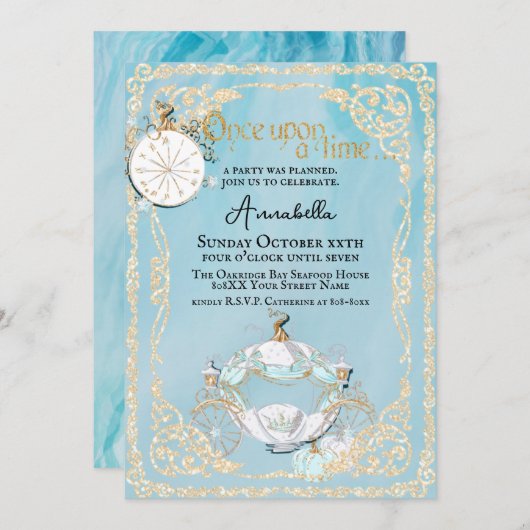 Glamour Cinderella Fairytale Party Einladung (Vorne/Hinten)