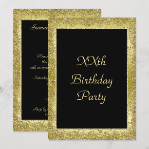 Glamour Classy Gold & Black Birthday Einladung