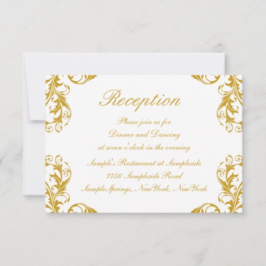 Glamour Damask Wedding Empfang Card Einladung (Vorderseite)