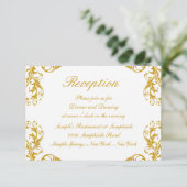 Glamour Damask Wedding Empfang Card Einladung (Stehend Vorderseite)