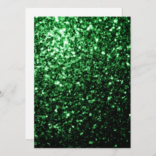 Glamour Dark Green Glitzer Glitzern personalisiere Einladung (Vorne/Hinten)