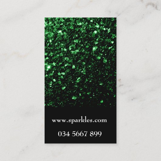 Glamour Dark Green Glitzer Glitzern schwarz Visitenkarte (Rückseite)