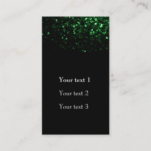Glamour Dark Green Glitzer Glitzern schwarz Visitenkarte (Vorderseite)