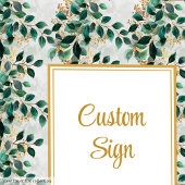 Glamour Dark Green Gold Eucalyptus Wedding Sign Poster