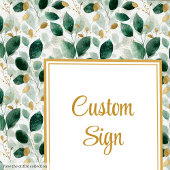 Glamour Dark Green Gold Eucalyptus Wedding Sign Poster