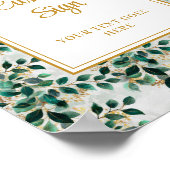 Glamour Dark Green Gold Eucalyptus Wedding Sign Poster (Ecke)