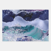 Glamour Dark & Light Blue Imitats Glitzer Agate Geschenkpapier Set (Vorderseite 2)