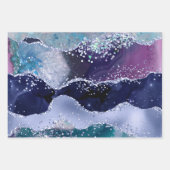 Glamour Dark & Light Blue Imitats Glitzer Agate Geschenkpapier Set (Vorderseite)