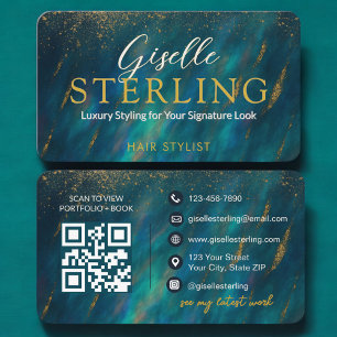 Glamour Dark Opal Modern Hair Stylist QR Code Visitenkarte