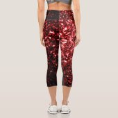 Glamour Dark Red Glitzer Glitzern Capri Leggings (Rückseite)