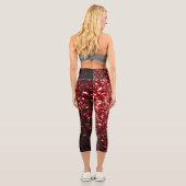 Glamour Dark Red Glitzer Glitzern Capri Leggings (Rückseite)