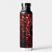 Glamour Dark Red Glitzer Glitzern Monogram Trinkflasche (Rechts)