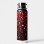 Glamour Dark Red Glitzer Glitzern Monogram Trinkflasche (Rückseite)