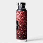 Glamour Dark Red Glitzer Glitzern Monogram Trinkflasche (Links)