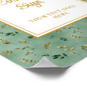 Glamour Deep Green Gold Eucalyptus Custom Sign Poster (Ecke)