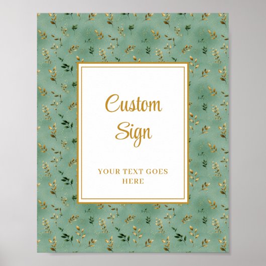 Glamour Deep Green Gold Eucalyptus Custom Sign Poster (Vorne)