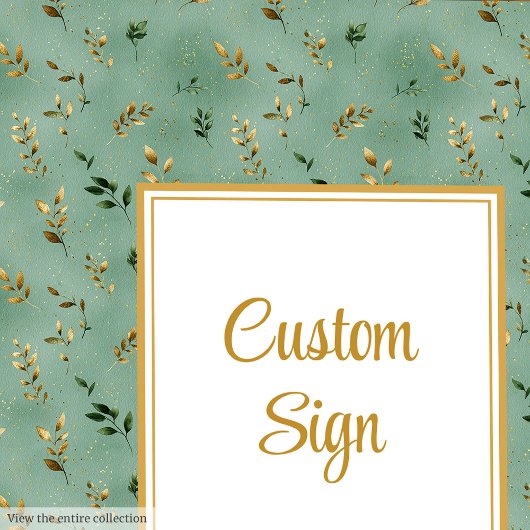 Glamour Deep Green Gold Eucalyptus Custom Sign Poster