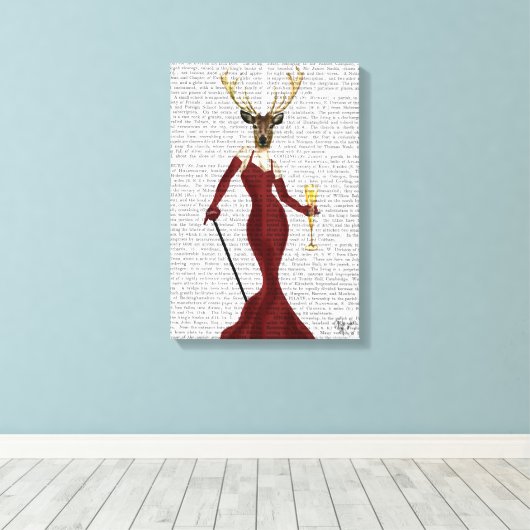 Glamour Deer in Marsala Leinwanddruck (Insitu (Holzboden))