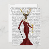 Glamour Deer in Marsala Postkarte (Vorne/Hinten)