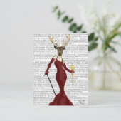 Glamour Deer in Marsala Postkarte (Stehend Vorderseite)