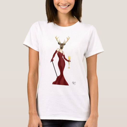 Glamour Deer in Marsala T-Shirt (Vorderseite)