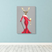 Glamour Deer in Red Leinwanddruck (Insitu (Holzboden))