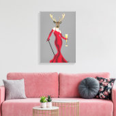 Glamour Deer in Red Leinwanddruck (Insitu (Wohnzimmer))