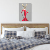 Glamour Deer in Red Leinwanddruck (Insitu (Schlafzimmer))