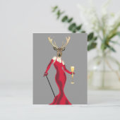 Glamour Deer in Red Postkarte (Stehend Vorderseite)
