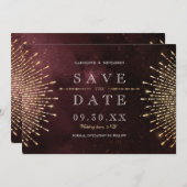 Glamour Deko Burgund Vintag Save the Date (Vorne/Hinten)