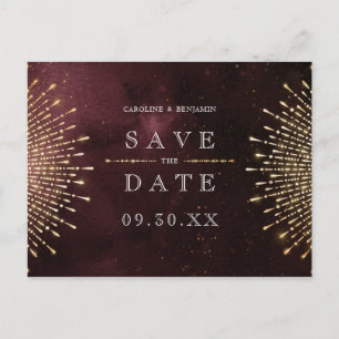 Glamour Deko Burgund Vintag Save the Date Ankündigungspostkarte