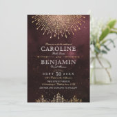 Glamour Deko Burgundy Hochzeit Einladung (Stehend Vorderseite)
