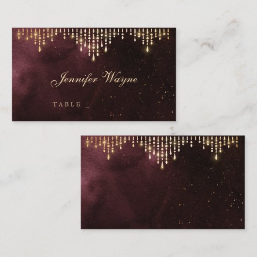 Glamour Deko Burgundy Vintage Hochzeit Platzkarten (Vorne/Hinten)