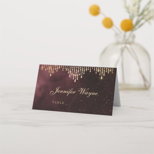 Glamour Deko Burgundy Vintage Hochzeit Platzkarten (Vorderseite)