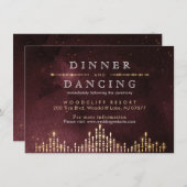 Glamour Deko Burgundy Vintage Wedding Empfang Begleitkarte (Vorne/Hinten)