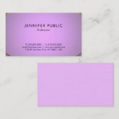 Glamour Design Lila Gold Elite Schlicht Luxus Visitenkarte (Vorne/Hinten)