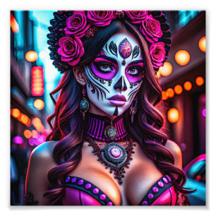 Glamour Día de los Muertos Catrina Portrait mit Fotodruck