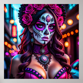 Glamour Día de los Muertos Catrina Portrait mit Poster