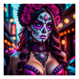 Glamour Día de los Muertos Catrina Portrait mit Poster