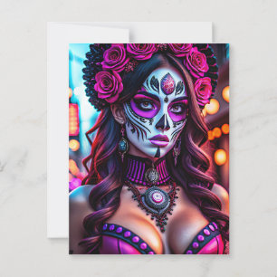 Glamour Día de los Muertos Catrina Portrait mit Postkarte