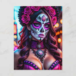 Glamour Día de los Muertos Catrina Portrait mit Postkarte