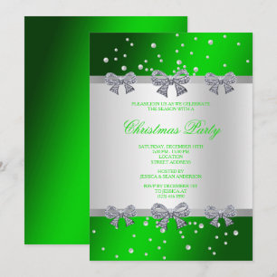 Glamour Diamond Bows & Pearls Weihnachten Einladung