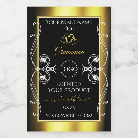 Glamour Diamonds Black Gold Product Labels Logo Lebensmitteletikett (Einzelnes Label)