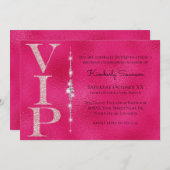 Glamour Diamonds Hot Pink Glitzer VIP Party Einladung (Vorne/Hinten)