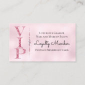 Glamour Diamonds Pink Glitzer VIP Loyalty Visitenkarte (Vorderseite)