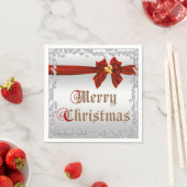 Glamour Diamonds & Red Silky Sash Bow Weihnachten Serviette (Beispiel)