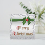 Glamour Diamonds & Silky Sash Bow Weihnachten Einladung (Stehend Vorderseite)