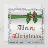 Glamour Diamonds & Silky Sash Bow Weihnachten Einladung (Vorderseite)